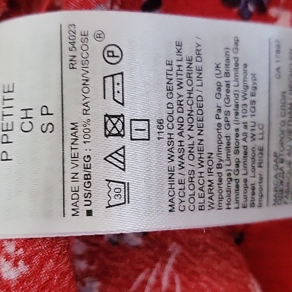 Gap Red Floral Faux Wrap Rayon Pullover Elastic Waist Dress - Size SP - Picture 8 of 8